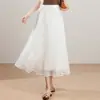 Falda plisada simple y elegante para mujer, nueva colección otoño e invierno 2026, de cintura alta, de malla, longitud media, elegante, favorecedora, con vuelo