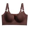 Talla grande transfronteriza brillante sin costuras ropa interior sexy para mujer push up realce de pecho anti-flacidez sujetador con aro de acero sujetador en V profundo