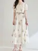 ShengduDescuento por tiempo limitado: Vestido de jacquard Tencel con bordado elaborado, entallado en la cintura, adelgazante, elegante y estiloso