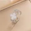 Anillo Exquisito Super Brillante de Circonita para Niñas, Lujo Accesible y Anillo de Apertura Ajustable de Gama Alta, Baño de Oro Real Simple