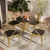Mesa y Silla de Ocio para Exteriores Patio Exterior Madera Anticorrosiva Combinación de Mesa y Silla para Comedor Exterior Mesa Cuadrada Redonda Elevable para Balcón del Hogar