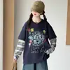 Camiseta de manga larga para niña, nuevo estilo primavera y otoño 2026, elegante top de otoño holgado para niños mayores, top de otoño tipo dos piezas de imitación
