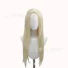 Peruca para Cosplay da Barbie, Estilo Suave Loiro Platina, Cabelo Longo Liso com Raia no Meio, Peruca Sintética Resistente ao Calor