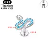 Liga de Titânio G23 Borboleta Lábio Unha Interna Dente Osso da Orelha Unha Haste Rosqueada Simples Acessível Luxo Unha da Orelha Interna Brinco para Meninas Piercing
