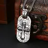Colar Pingente Prata de Lei 925 Pingente de Cruz Masculino e Feminino Tags de Grafite Prata Tailandesa Vintage Desgastado Joias Distintas