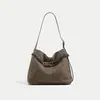 Bolsa de Axila Suede Retrô Feminina Outono/Inverno Nova Versátil Grande Capacidade Ombro Único Transversal Simples Bolsa Tote para o Dia a Dia