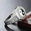 Aliexpress Ebay Fonte de Mercadorias para Comércio Exterior Estilo Étnico Estilo Chinês Retrô Pingente de Óleo Símbolo Yin-Yang Bagua Anel Masculino Fabricante Atacado