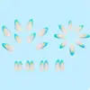 24 Uñas Postizas de Tamaño Mediano con Forma de Almendra, Manicura Francesa Floral Dulce, Desmontables, Uñas Transparente para Venta al por Mayor Transfronteriza