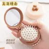 Espejo de Oso Lindo Espejo Mini Portátil Peine de Cojín de Aire Plegable para Niñas Peine con Bolsa de Aire Peine Masajeador