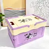 Linda cesta de almacenamiento plegable de colores de caramelo con tapa, organizador grande de escritorio para cosméticos, caja de almacenamiento de juguetes para niños