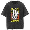 Camiseta Lavada Vintage Street Hip Hop Anime Chainsaw Man Graphic Casual Algodón Verano Manga Corta