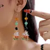 Serie Popular Europea y Americana de Pendientes de Halloween, Pendientes Retorcidos de Calabaza Fantasma Negro Naranja con Goteo de Aceite para Mujer, Diseño de Nicho