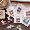 Pinza para el pelo de otoño e invierno para niños con botón de cuadros en forma de corazón, pasador de pentagrama de lana, pinza lateral para flequillo para niñas pequeñas