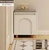 Banqueta estilo creme para entrada, uso doméstico, pode ser sentada, banco longo com sapateira integrada, sapateira de entrada, banco baixo para calçar sapatos