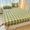 Sábana Bajera Ajustable de Algodón Puro Clase A, Pieza Única, Protector de Colchón Espesado 100% Algodón, Sábana, Cubre Cama, Adecuado para Dormitorios de Estudiantes, Uso en Todas las Estaciones