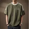Camiseta de Manga Corta Seersucker Transpirable de Secado Rápido de Seda de Hielo para Hombre, Corte Holgado, Cuello Redondo Estampado, Camiseta de Verano Delgada de Media Manga