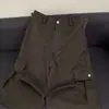 Bermuda cargo estilo retrô americano com bolsos grandes para mulheres, marca de moda de rua de verão, calça cropped casual solta reta de perna larga