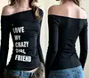 Camiseta de manga larga INS transfronteriza estilo americano para primavera y otoño, dulce y picante, con estampado de letras, hombros descubiertos Y2K, top versátil para la calle para mujer