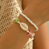 Pulseras de Conchas Apiladas Trenzadas Transfronterizas Europeas y Americanas para Vacaciones en la Playa de Verano, Pulseras de Moda Multicapa de Estrella de Mar Turquesa y Cuentas de Arroz