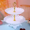 Plato de Frutas de Plástico de Tres Niveles Soporte para Postres Bandeja de Frutas Multicapa Soporte para Pasteles Estante para Snacks Fiesta de Bodas Bandeja para Dulces Vajilla