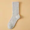 Calcetines de lana para mujer, estilo otoño e invierno, calcetines de media pantorrilla, engrosados, cálidos, calcetines postparto, absorben la humedad, absorben el sudor, combinan bien con Birkenstocks, calcetines largos holgados