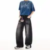 Nuevos jeans de moda vintage de otoño en mezclilla lavada para hombre, pantalones anchos holgados, pantalones de silueta desgastada para mujer, pantalones de moda estilo americano