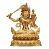 Vila Tibetana Bronze Dourado 'Bodhisattva Manjushri' Uso Interno Doméstico Cor Pérola Incrustada 'Manjushri' Estátua de Buda de Bronze Ornamento