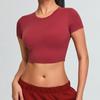 Camiseta de manga curta com gola redonda europeia e americana, roupa de ioga, top esportivo feminino Cloud Sense, roupa de fitness de secagem rápida para corrida ao ar livre