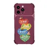 Buena calidad, viene con cordón, adecuado para funda de teléfono Apple 18pm, iPhone 17, rojo borgoña, 15, textura de cuero, 16, ventana grande