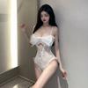 Lencería Sexy, Deseo Puro Sexy, Mono Caliente, Tentación Apasionada Transparente de No Quitarse, Archivo Abierto Qqny Pechos Pequeños en la Cama