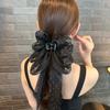 Horquilla de doble cara estilo Hepburn negra con lazo para mujer, grande, de alta gama, con disco para el pelo, para la parte trasera del pelo, con clip de tiburón