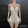 Estilo Europeo y Americano Cuello Halter Perlas Cintura Moldeadora Mono Vestido de Cumpleaños Lujo Ligero Bar Discoteca Atuendo de Cantante Femenina para Actuación