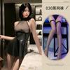 Ropa Interior Sexy Sexy Transparente Tela Transparente Costuras PU Falda Plisada Mini Cuello Falda de Cuero Tentación de Uniforme ol