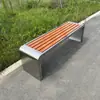 Banco de Aço Inoxidável para Parque Banco Externo Praça de Jardim Banco Longo Externo Madeira Plástica Anticorrosiva Assento Público de Lazer