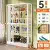 Vitrina de cristal con cerradura, totalmente transparente, con luces, gabinete a prueba de polvo para uso doméstico, vitrina de sala de estar, estante de exhibición de modelos
