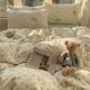 Desejo Puro Rosa Nude Uso Diário, tema de gatinhos pequenos, tecido de algodão lavado, conjunto de cama de quatro peças para casais, conjunto de cama de três peças para camas de solteiro, fabricado em fábrica