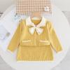 Falda suéter para niña con lazo dulce, falda tejida estilo Chanel, otoño e invierno, nueva falda suéter para bebés, estilo coreano
