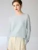 Suéter de cuello redondo 100% cachemira pura para mujer, nuevo top de punto tipo jersey holgado de otoño e invierno