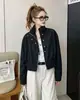 Chaqueta corta de trabajo diagonal con cuello alto y botones para mujer, nueva estilo coreano primavera/otoño 2026, chaqueta con cremallera holgada para mujeres petite