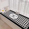 Alfombra de terciopelo de cristal para habitación infantil con diseño de celosía en blanco y negro, manta para mesita de noche, resistente a la suciedad, antideslizante, para sofá, mesa de centro y suelo