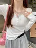 Capa base primavera y otoño mujer 2026 nuevo estilo cuello semiabierto ropa interior ajustada cepillada blanca manga larga camiseta tacto de alta gama top