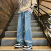 Jeans Rectos de Verano para Hombre 2024 Nuevos Delgados Estilo Americano Marca de Moda Sueltos High Street Ropa de Trabajo Pantalones Casuales
