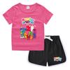 Conjunto de Camiseta e Shorts de Gola Redonda de Verão 2026 para Crianças Estilo Coreano Casual Absorvente de Suor Cor Doce Conjunto de Moletom para Crianças Pequenas