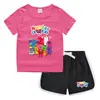 Conjunto de Camiseta de Manga Corta Redonda y Shorts de Verano para Niños 2026 Estilo Coreano Casual Absorbente de Sudor Color Caramelo Sudadera para Bebé