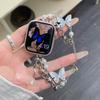 Correa de Metal con Cadena y Mariposa de Cristal para Reloj Adecuada para Apple Watch iWatch 12ª Generación 11/10