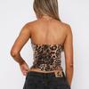 51921 Top sin mangas de lentejuelas con estampado de leopardo transfronterizo europeo y americano de cintura alta Bustier de comercio exterior Cremallera Top de moda sexy Ropa para mujer