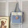 Bolso de Mano Informal de Contraste Estilo Coreano para Estudiante Estilo Harajuku para Estudiante de Secundaria Gran Capacidad de Moda Bolso de Hombro con Parches