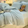 Conjunto de 4 Peças Jacquard Anti-estático Classe A Lã Leite Aconchegante Espesso Cobertor de Coral Fleece Adicionado Lã Inverno Roupa de Cama 4
