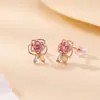 Pendientes de Flor de Rosa Hueca de Turmalina de Colores de Plata de Ley S925 Yuebao Jewelry Pendientes Dulces y Tiernos para Chicas Venta al por Mayor