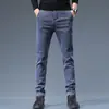 Roupas Masculinas Shanggu: Calça casual masculina de cor sólida para comércio exterior, elástica, slim fit, perna reta, calça business casual, para comércio transfronteiriço